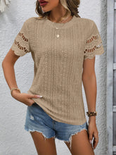 Short Sleeve Top Eyelet Round Neckline