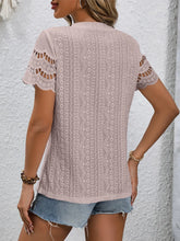 Short Sleeve Top Eyelet Round Neckline