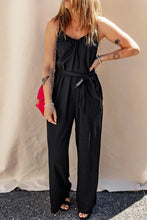 Spaghetti Strap Jumpsuit With Tied V-Neckline