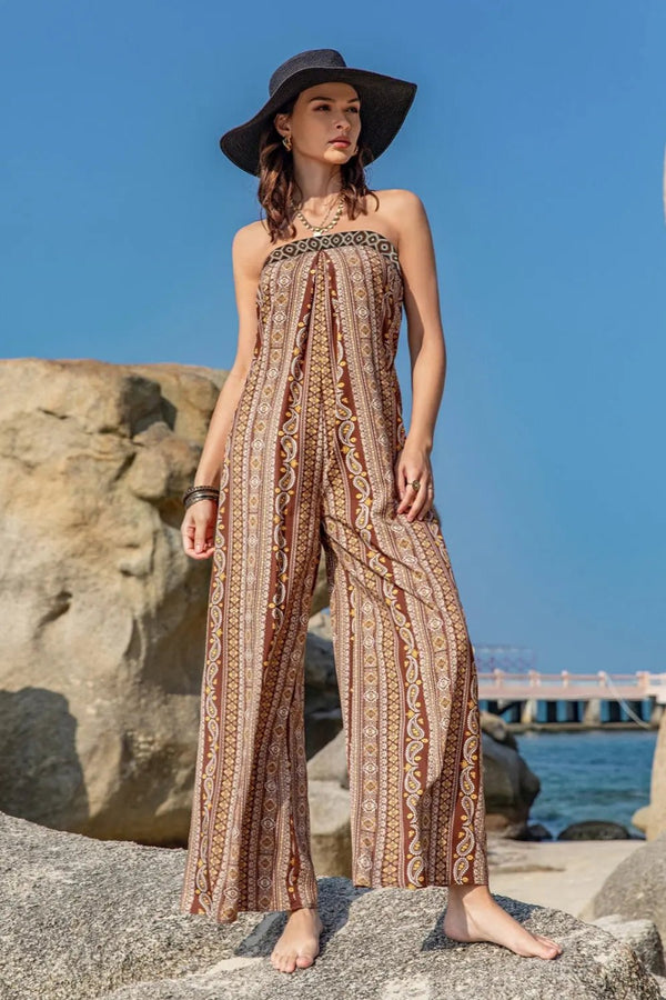 Wide Leg Jumpsuit - Printed - Ariel Splash