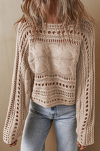 Cable-Knit Openwork Long Sleeve Sweater Ariel Splash