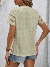 Short Sleeve Top Eyelet Round Neckline