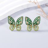Butterfly Earings with Alloy Inlaid Rhinestone