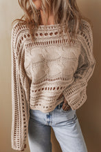 Cable-Knit Openwork Long Sleeve Sweater Ariel Splash