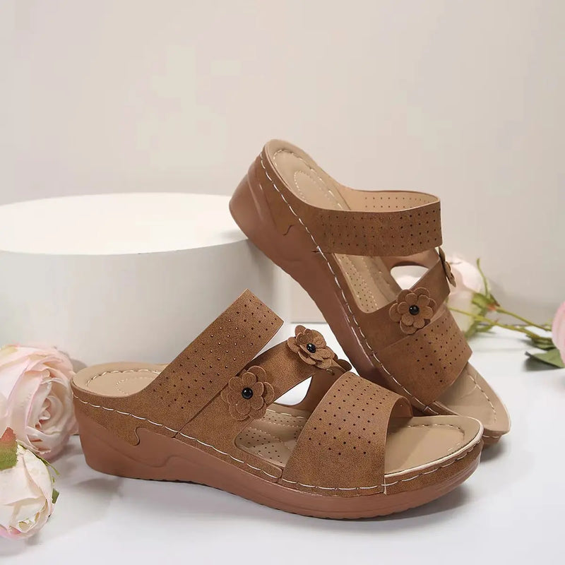 Flower Wedge Sandals