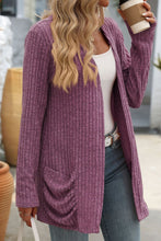 Open Front Long Sleeve Ribbed Cardigan 