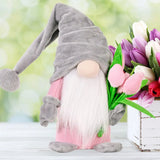 Standing Cute Plush Gnome with Tulips