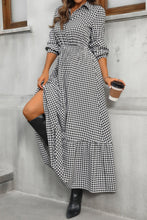 Honey Ruffle Hem Plaid Long Sleeve Dress Ariel Splash