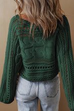 Cable-Knit Openwork Long Sleeve Sweater Ariel Splash