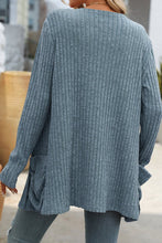 Open Front Long Sleeve Ribbed Cardigan 