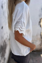 Lace Detail Collared Neck Short Sleeve Blouse