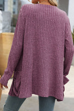 Open Front Long Sleeve Ribbed Cardigan 