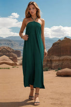 Jumpsuit with wide leg & layered halter neckline