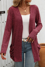 Open Front Long Sleeve Ribbed Cardigan 