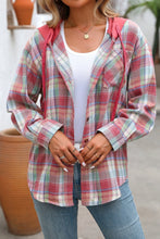 Plaid Long Sleeve Hooded Jacket Ariel Splash