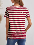Striped V-Neck Short Sleeve T-Shirt