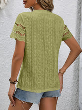 Short Sleeve Top Eyelet Round Neckline