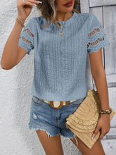 Short Sleeve Top Eyelet Round Neckline