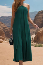 Jumpsuit with wide leg & layered halter neckline