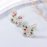 Butterfly Earings with Alloy Inlaid Rhinestone