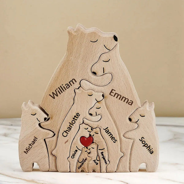 Wooden Bear Family Puzzle with Personalized Names