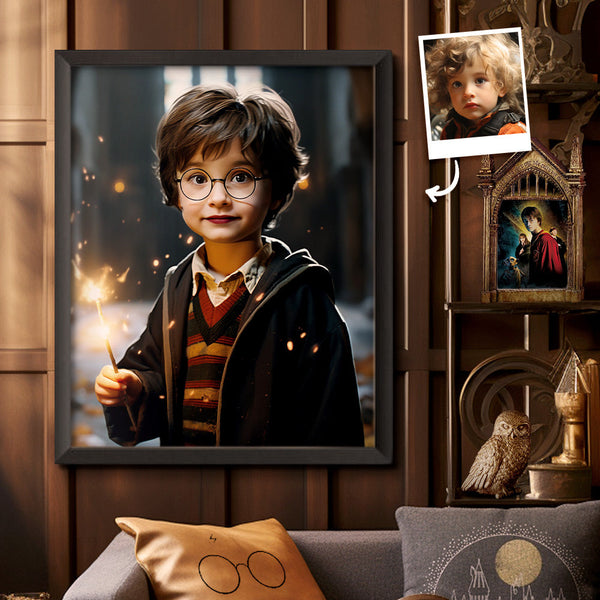 Personalized Portrait -  Harry Potter with Wooden Frame