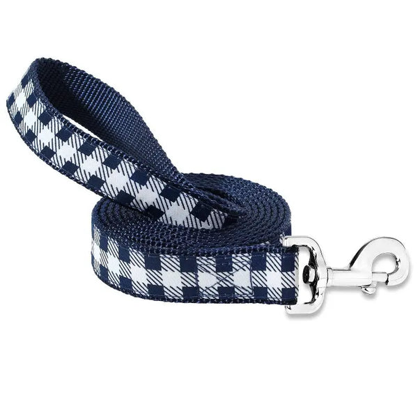 Picnic Plaid (Navy) - Dog Leash White Helen