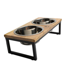 Mango Wood & Metal Elevated Pet Bowl