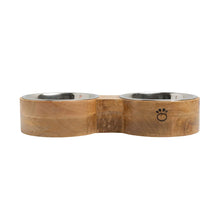 Mango Wood & Metal Elevated Pet Bowl