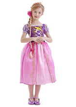 Rapunzel Princess Dress for Girls - High-Quality Purple Puff Sleeve and wig Cosplay Costume