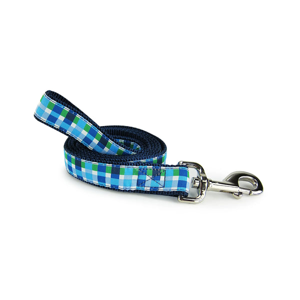 Summer Plaid (Blue) - Dog Leash White Helen