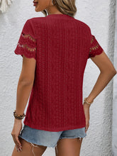 Short Sleeve Top Eyelet Round Neckline