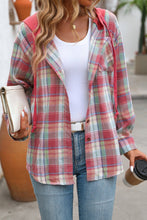 Plaid Long Sleeve Hooded Jacket Ariel Splash