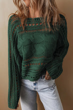 Cable-Knit Openwork Long Sleeve Sweater Ariel Splash