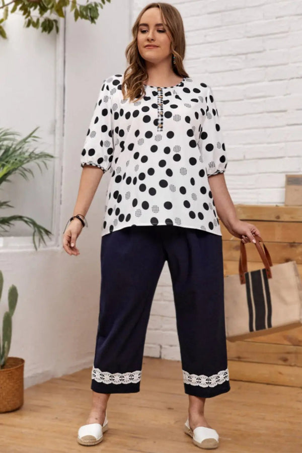 Radiant Curves Poka Dot Blouse