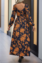 Split Printed Surplice Long Sleeve Midi Dress - Ariel Splash