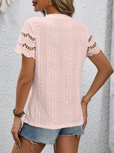 Short Sleeve Top Eyelet Round Neckline