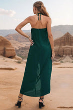 Jumpsuit with wide leg & layered halter neckline