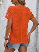 Short Sleeve Top Eyelet Round Neckline