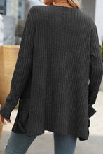 Open Front Long Sleeve Ribbed Cardigan 