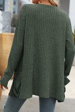 Open Front Long Sleeve Ribbed Cardigan 