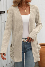 Open Front Long Sleeve Ribbed Cardigan 