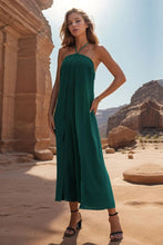 Jumpsuit with wide leg & layered halter neckline