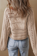 Cable-Knit Openwork Long Sleeve Sweater Ariel Splash