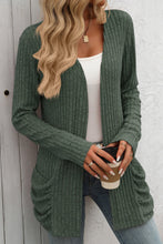 Open Front Long Sleeve Ribbed Cardigan 