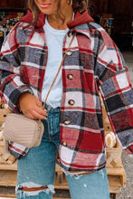 Radiant Curves Plaid Button Up Hooded Jacket