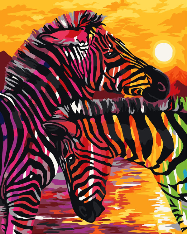 Paint By Numbers - Colorful Zebras
